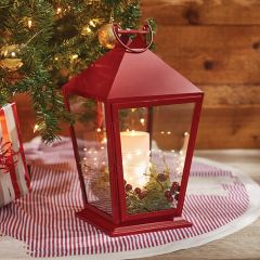 Tall Red Candle Lantern With Glass