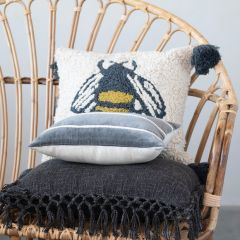 Tasseled Bee Punch Hook Accent Pillow