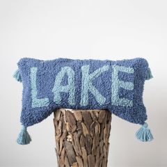 Tasseled Cotton Lumbar Pillow Lake