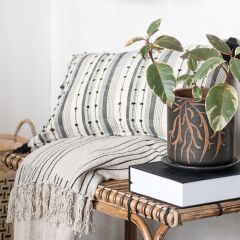 Tasseled Striped Lumbar Accent Pillow