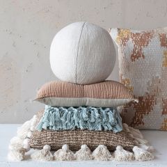 Tasseled Woven Cotton and Jute Throw Pillow