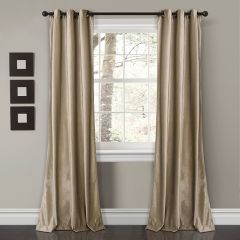 Taupe Velvet Style Room Darkening Curtain Panel, Set of 2