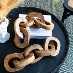 Teak Wood Chain Link Decor Set of 2