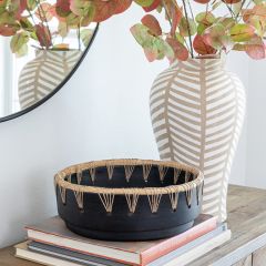 Terracotta Display Bowl with Woven Jute Detailing