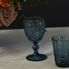 Textured Blue Wine Glass