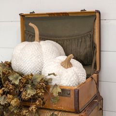 Textured Fabric Decorative Pumpkin Set of 2