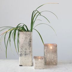 Textured Mercury Glass Vase 10.5 Inch
