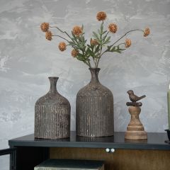 Textured Metal Bottle Vase Set of 2