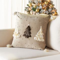 Textured Trees Holiday Accent Pillow