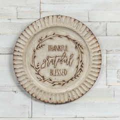 Thankful Grateful Blessed Round Wall Plaque