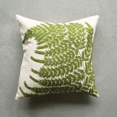 Throw Pillow With Fern Embroidery