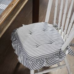 Ticking Stripe Ruffled Chair Cushion