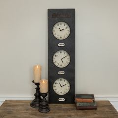 Time Zones Vertical Wall Clock