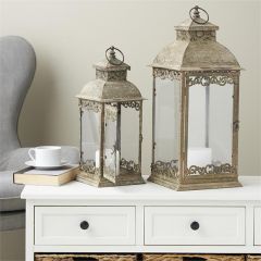 Timeless Accents Antiqued Candle Lanterns Set of 2