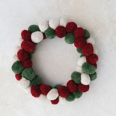 Traditional Christmas Pom Pom Wreath