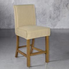 Traditional Counter Stool Slip Cover Oatmeal