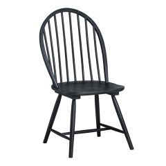 Traditional Spindle Back Wood Dining Chair Black