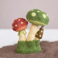 Tri Color Felt Mushroom Accent