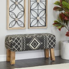 Tribal Pattern Upholstered Bench