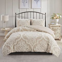 Tufted Chenille 3 Piece Cottage Comforter Set