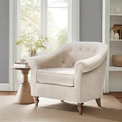 Tufted Elegance Rolled Arm Accent Chair
