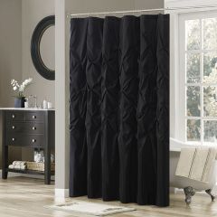 Tufted Faux Silk Shower Curtain