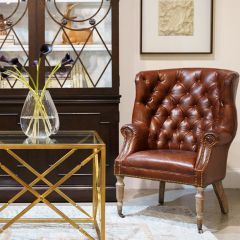 Tufted Leather Club Chair With Casters