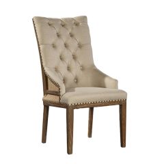 Tufted Linen and Burlap Highback Chair
