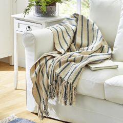 Tufted Stripes Fringed Throw Blanket