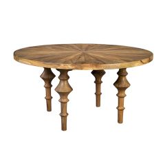 Turned Leg Round Dining Table | SHIPS FREE