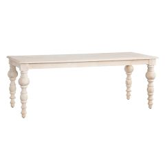 Turned Leg Rustic White Dining Table