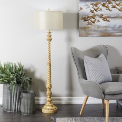 Turned Style Floor Lamp With Drum Shade