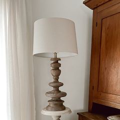 Turned Wood Distressed Table Lamp
