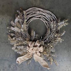 Twig and Tinsel Wreath With Bow
