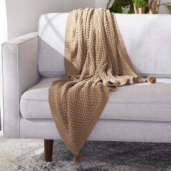 Ultra Soft Knit Cotton Throw Blanket Brown