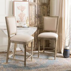 Upholstered Farmhouse Counter Stool Set of 2