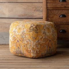 Upholstered Rug Pattern Pouf Ottoman