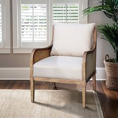 Upholstered Wood Accent Chair With Removable Cushion