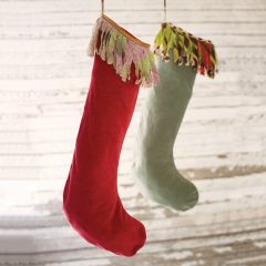 Velvet Holiday Stocking With Kantha Accent Set of 2