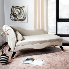 Velvet Upholstered Chaise Lounge With Pillow