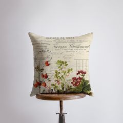 Vintage Botanical Floral Throw Pillow