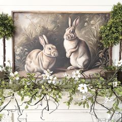 Vintage Bunny Pair Framed Wall Art