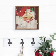Vintage Cheery Saint Nick Framed Holiday Wall Art