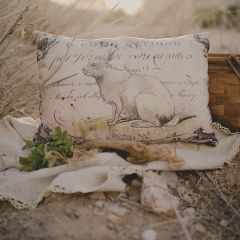 Vintage Farmhouse Bunny Lumbar Pillow