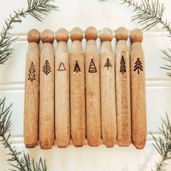 Vintage Inspired Christmas Tree Clothespin Set of 24