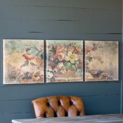 Vintage Inspired Floral Canvas Print Trio
