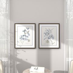 Vintage Inspired Framed Floral Wall Art Set of 2