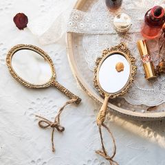 Vintage Inspired Gold Hand Mirror