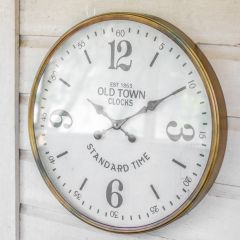 Vintage Inspired Gold Rim Station Wall Clock