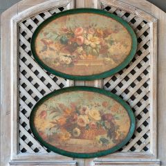 Vintage Inspired Oval Floral Print Set of 2